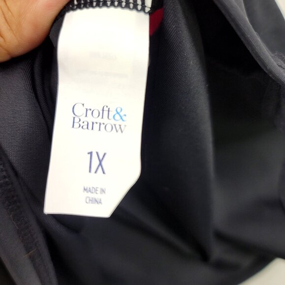 Plus Croft & Barrow High Neck Twist Front Tankini 1X 16W-18W Pink/Black/White - Picture 6 of 9